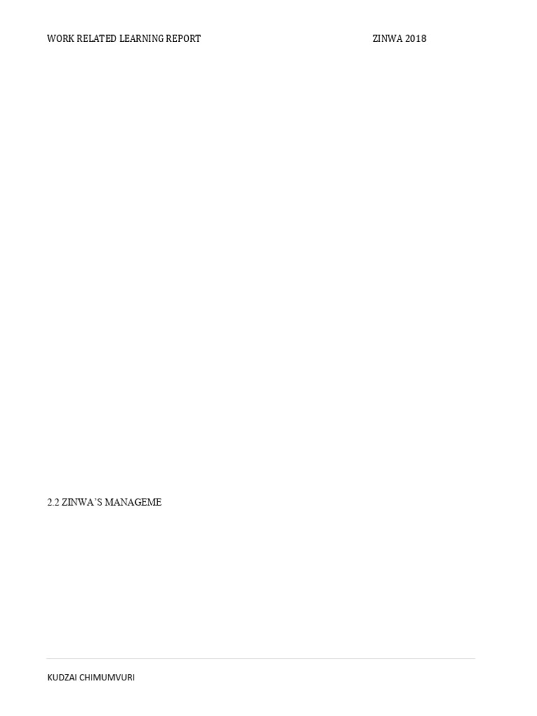 ZINWA Work Related Learning Report | PDF | Water | Labour Economics