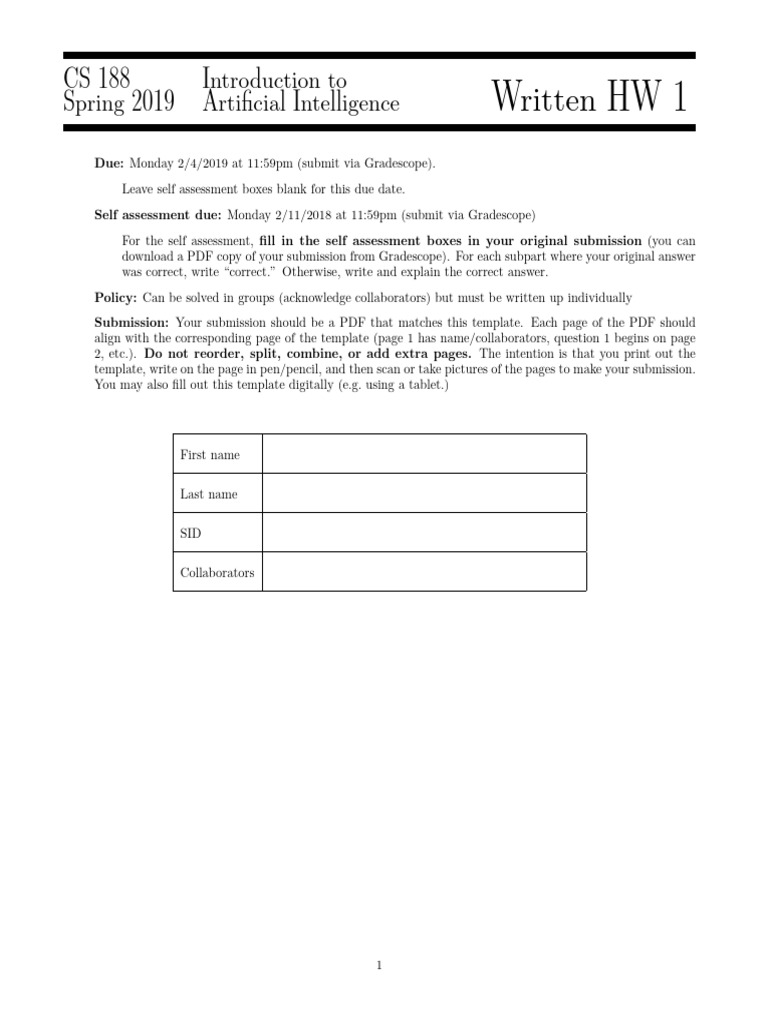 CS 188 Spring 2019 AI HW 1 Guidelines | PDF | Graph Theory | Algorithms ...
