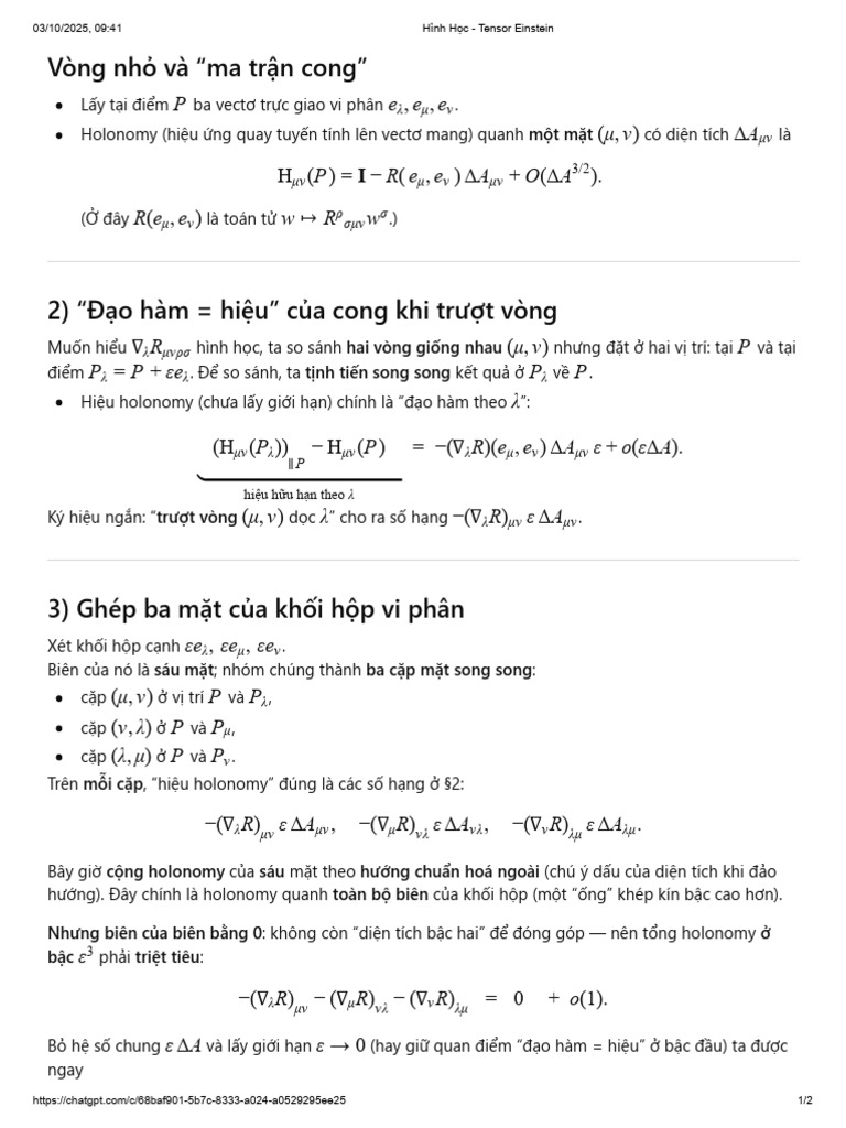Hình Học - Tensor Einstein | PDF