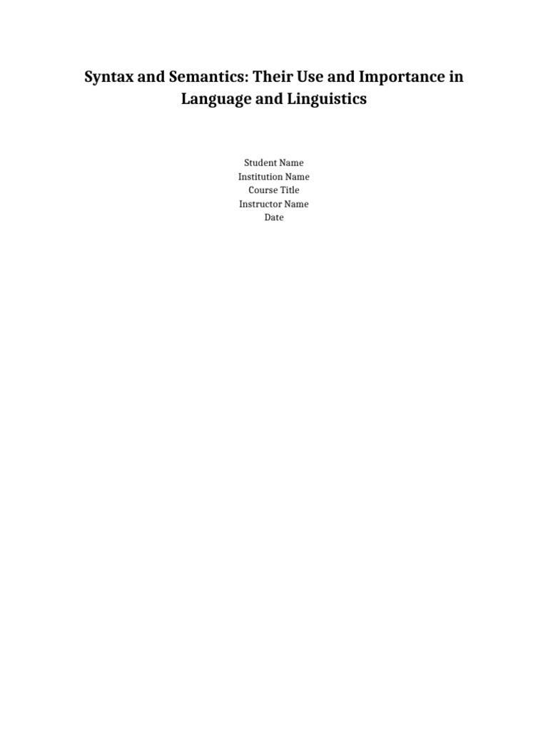 Syntax and Semantics Updated Assignment | PDF | Semantics | Linguistics