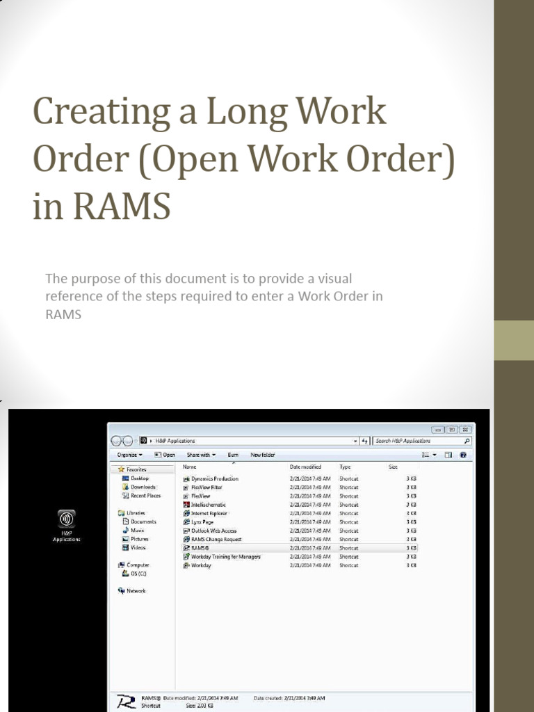 How to Create Long Work Orders in RAMS | PDF | Icon (Computing ...