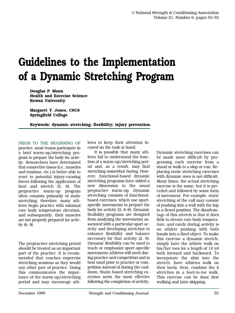 Dynamic Stretching for Athletic Warm-Up | PDF | Flexibility (Anatomy ...