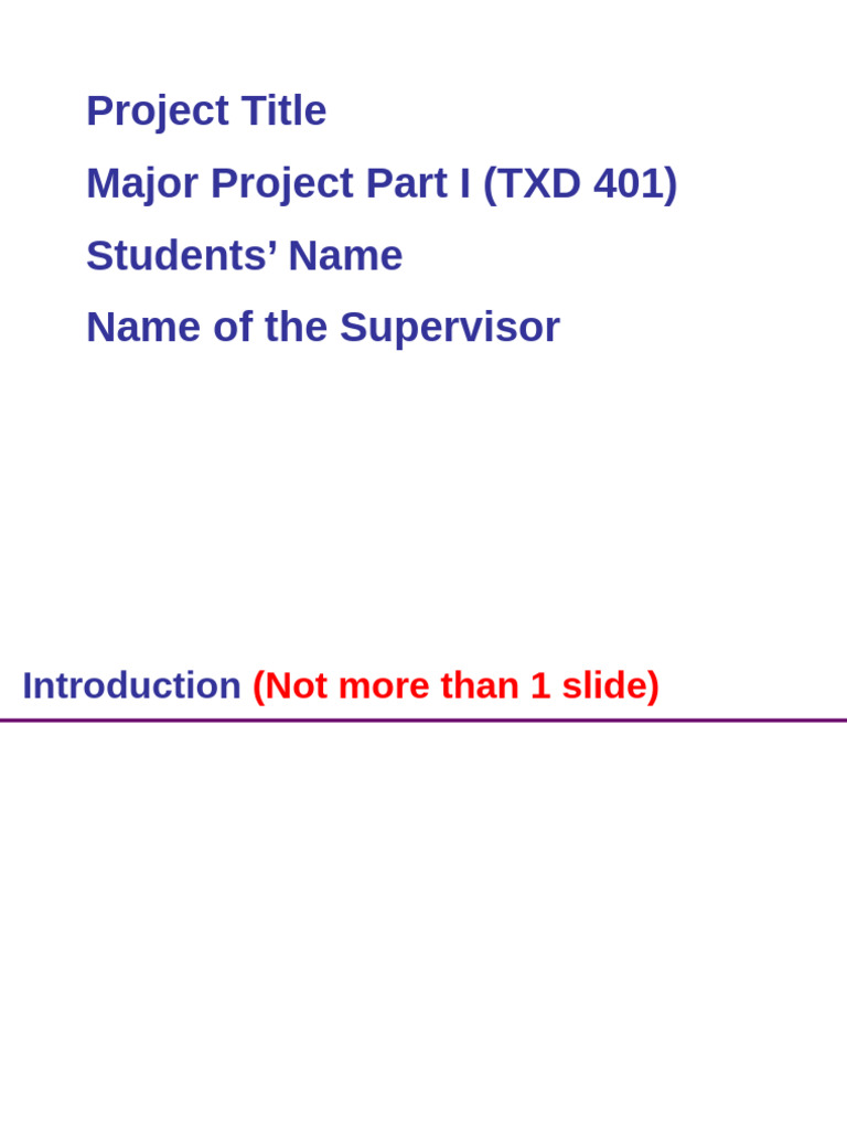 Format Final Presentation TXD401 | PDF