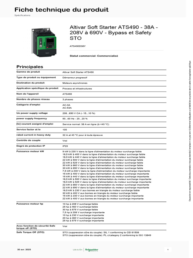 Démarreur Progressif ATS490 - 38A | PDF | Ethernet | Protocoles Internet