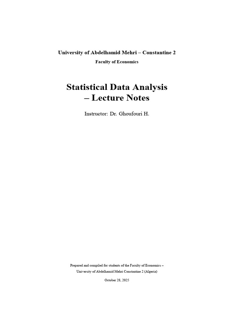 Statistical Data Analysis Lecture Notes | PDF | Principal Component ...