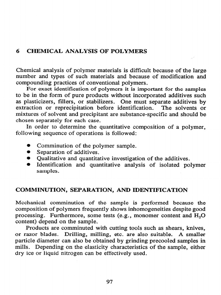 Polymer Chemical Analysis Techniques | PDF | Polymers | Ester