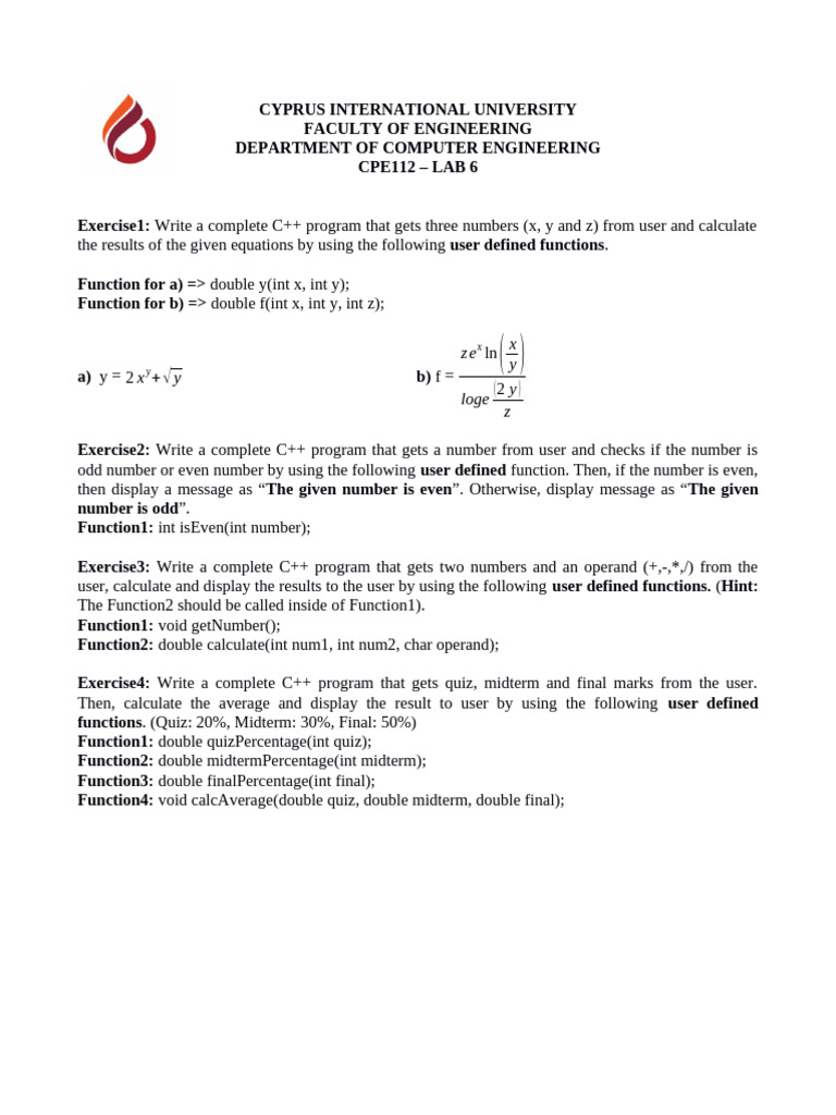 C++ Programming Lab Exercises Guide | PDF