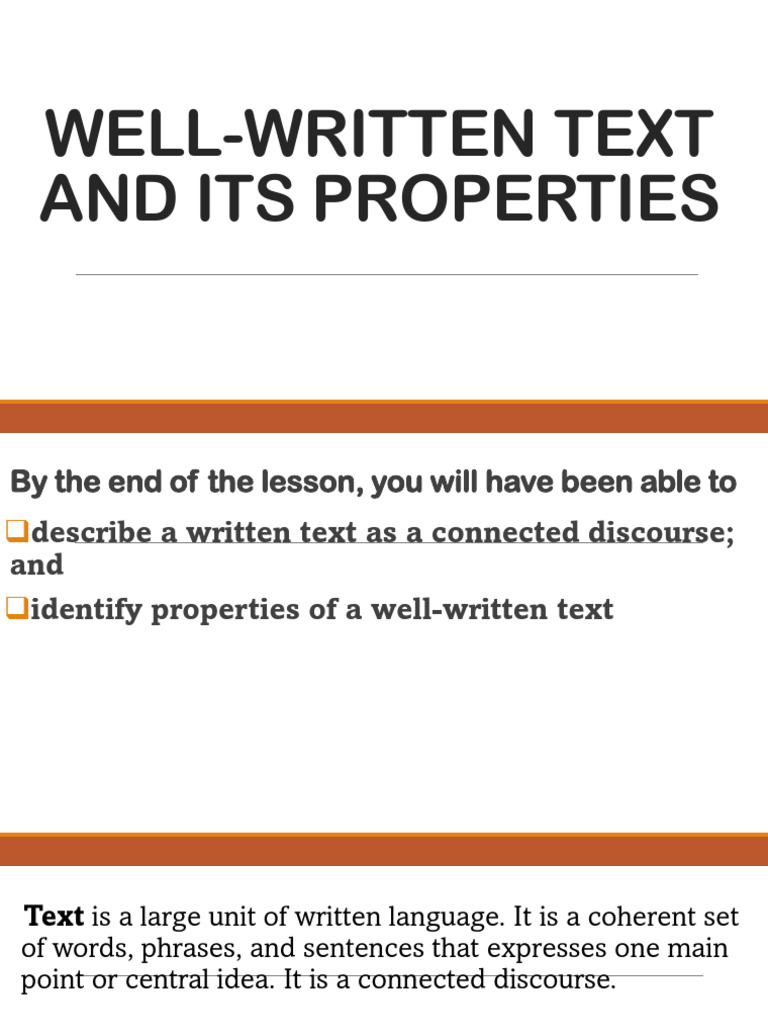 Reading and Writing Well Written Text Properties | PDF | Question | Phrase
