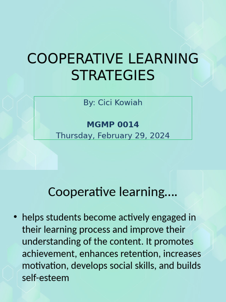 Effective Cooperative Learning Strategies | PDF