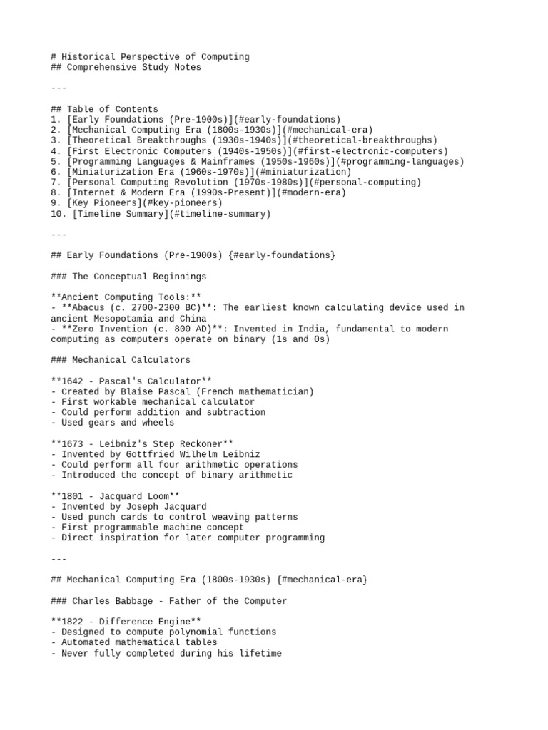 Historical Overview of Computing Evolution | PDF | Personal Computers ...