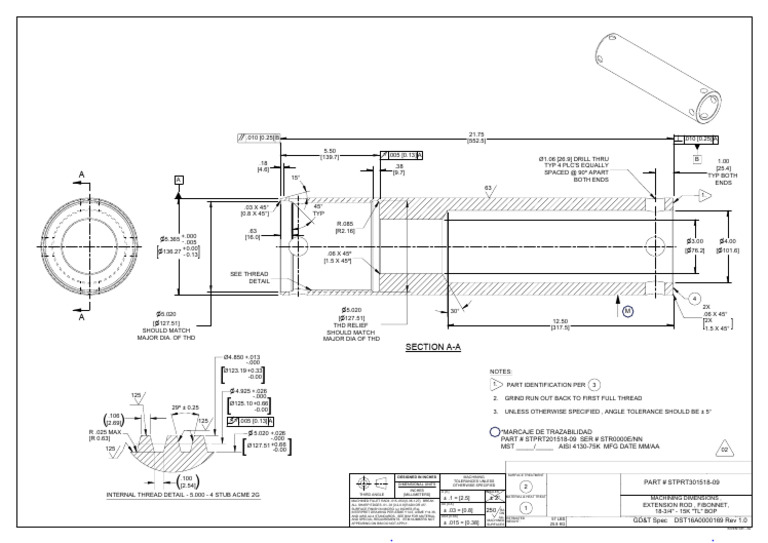 BOP Extension Rod Machining Specs | PDF | Mechanical Engineering ...
