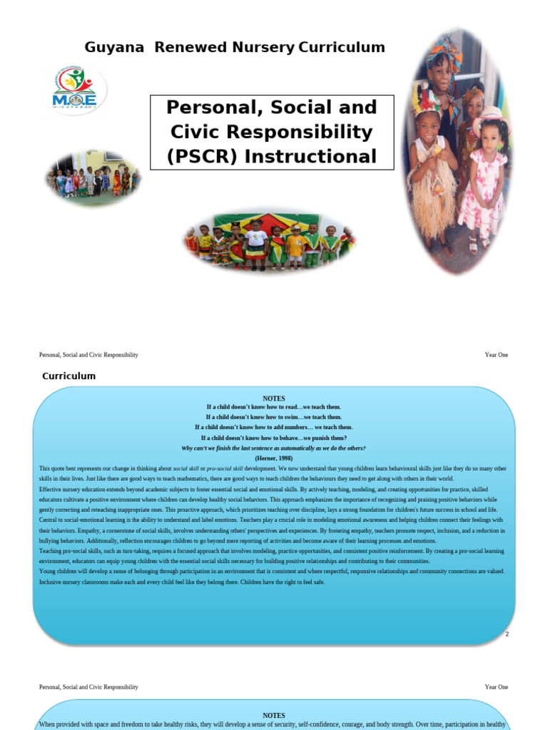PSCR Curriculum for Nursery Education | PDF | Civic Engagement | Learning