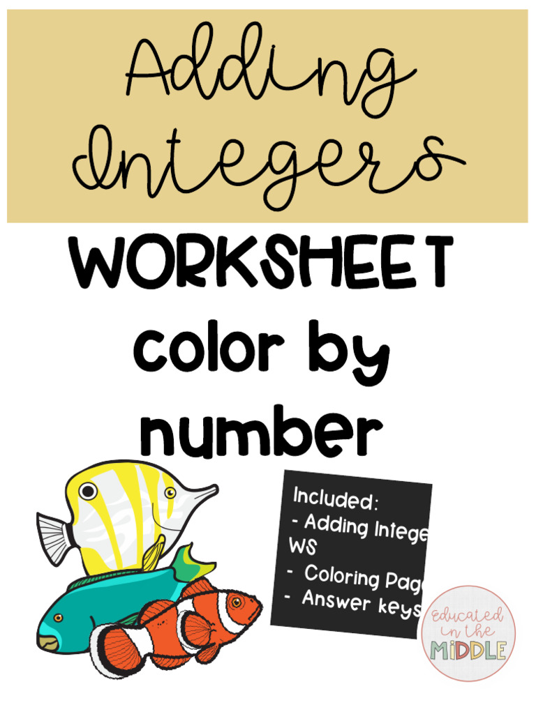 Adding Integers Coloring Worksheet | PDF