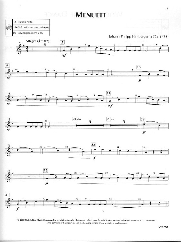 Level 1 Sax Solo - Menuett-1 | PDF