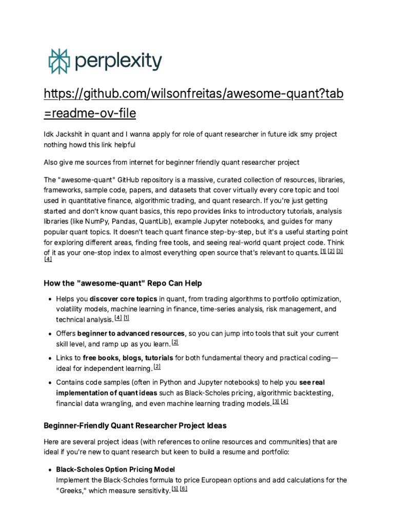 Beginner's Guide to Quant Research Projects | PDF | Value At Risk ...