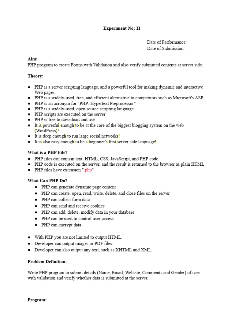 EXPT11 PHP Form Submission | PDF | Php | World Wide Web