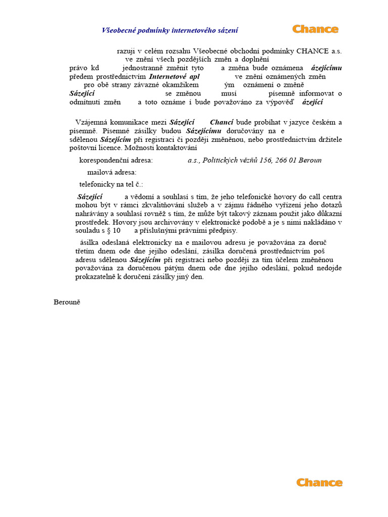 VP - Chance VP Sázejícímu Internetové Aplikace VP VP Sázející VP Chanci ...