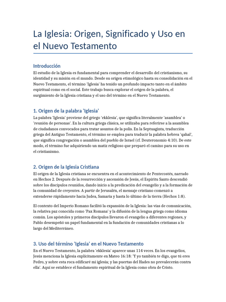 Origen y Significado de la Iglesia | PDF | Iglesia cristiana | Cristo ...