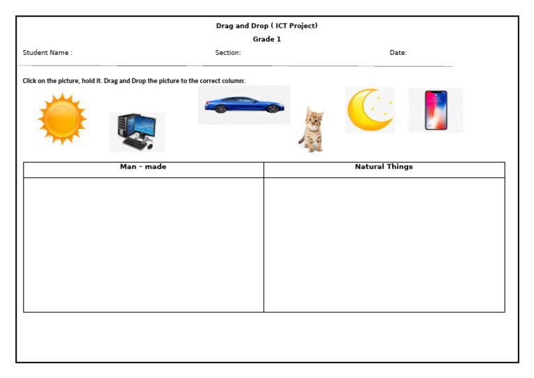 Drag and Drop Sheet GR 1 | PDF
