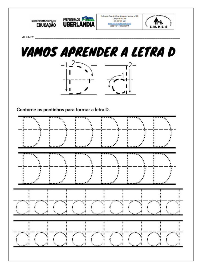 Atividades de Alfabetização com Letra D | PDF