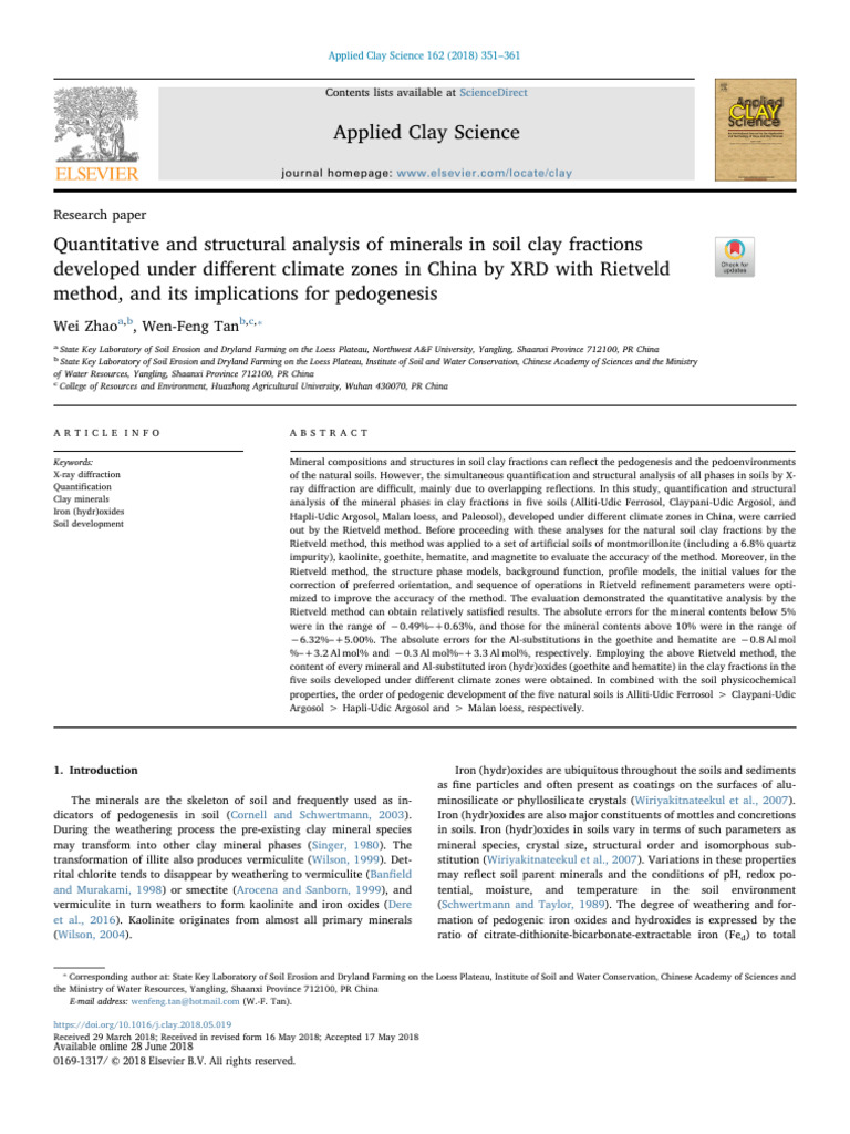 Soil Clay Mineral Analysis in China | PDF | Soil | Clay