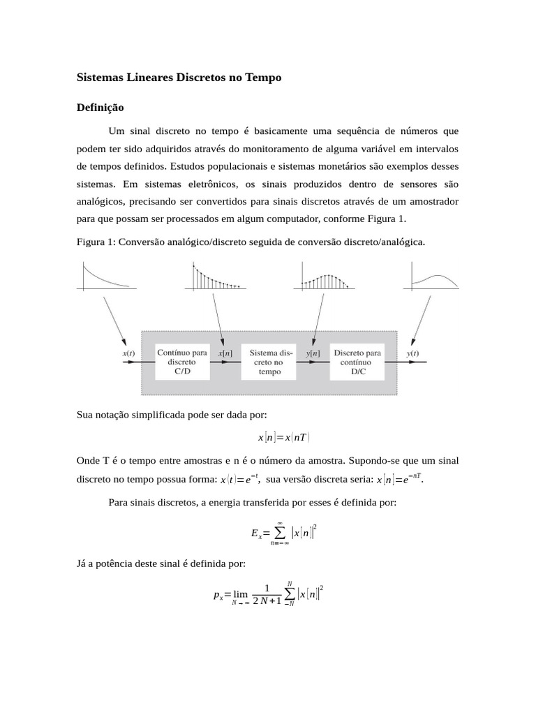 Sistemas Lineares Discretos: Definições e Propriedades | PDF | Sinal ...