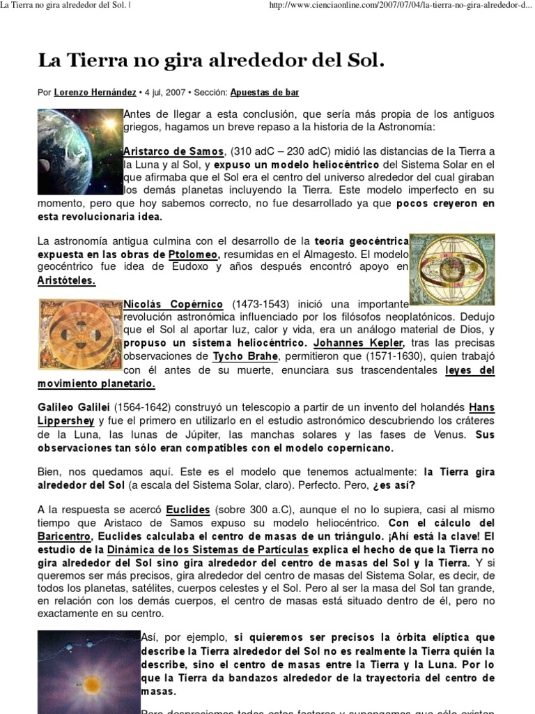 La Tierra y el centro de masas solar | PDF | Heliocentrismo | Astronomía