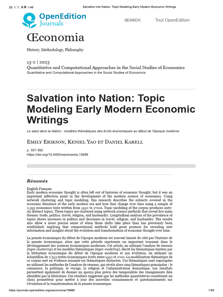 EnhenceTM - Salvation Into Nation Topic Modeling Early Modern Economic ...