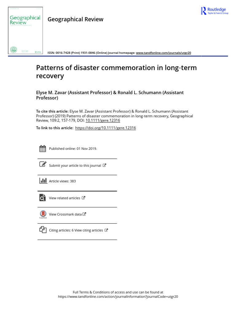 Patterns of Disaster Commemoration in Long Term Recovery | PDF | Grief ...