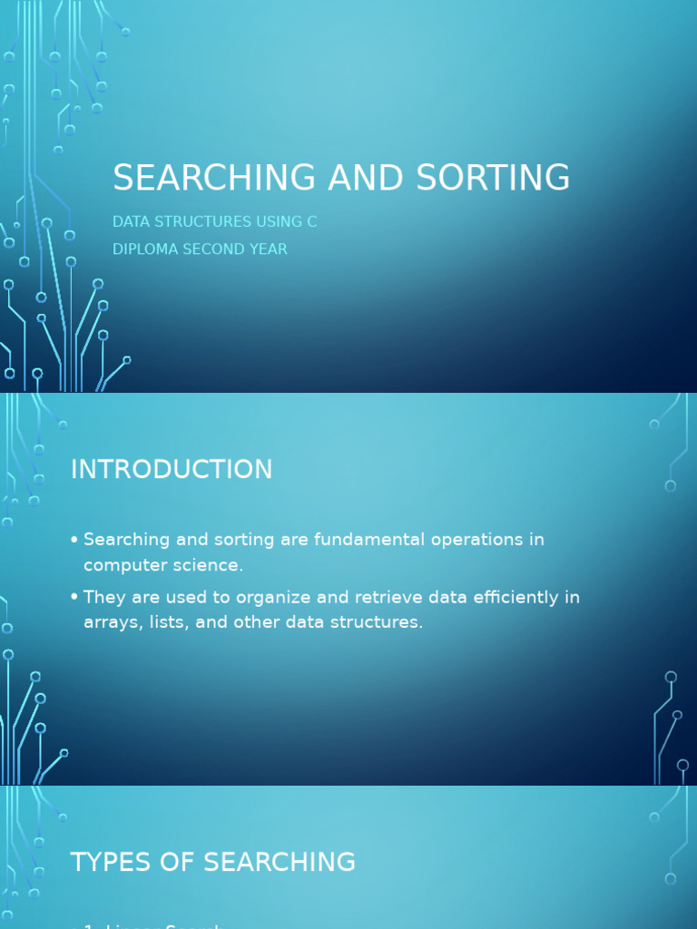 Searching and Sorting in C: Algorithms | PDF