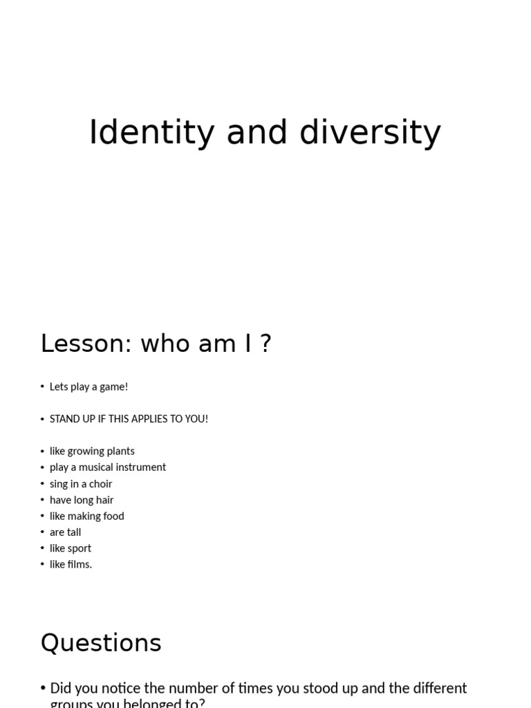 Exploring Identity and Diversity Activities | PDF