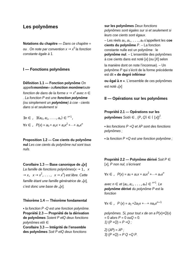 Introduction aux polynômes et leurs propriétés | PDF | Zéro d'une ...