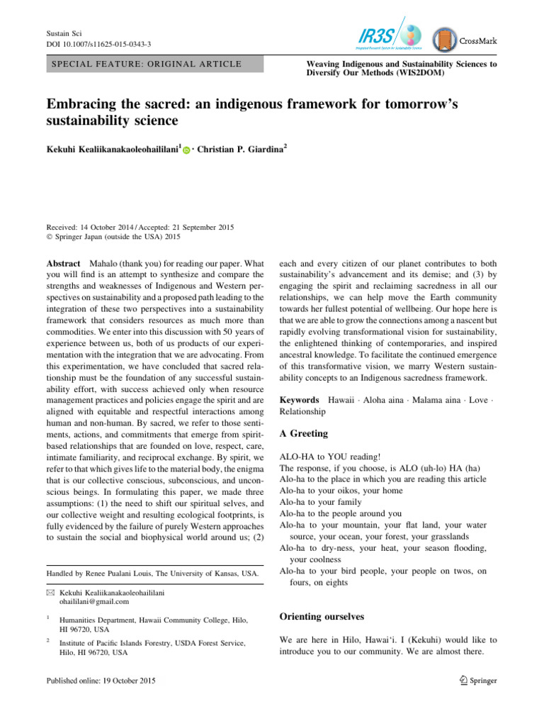 Indigenous Framework for Sustainability | PDF | Sustainability | Ecosystem