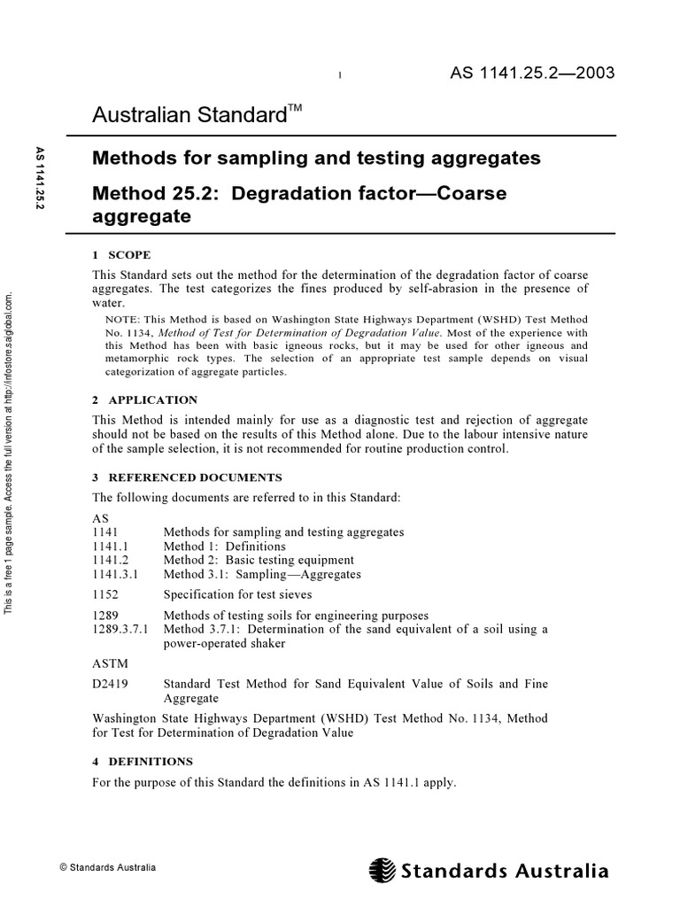 As 1141.25.2-2003 Methods For Sampling and Testing Aggregates ...