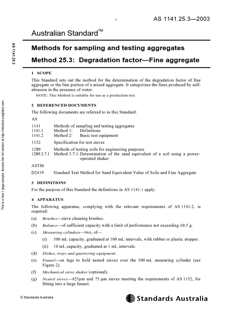 As 1141.25.3-2003 Methods For Sampling and Testing Aggregates ...