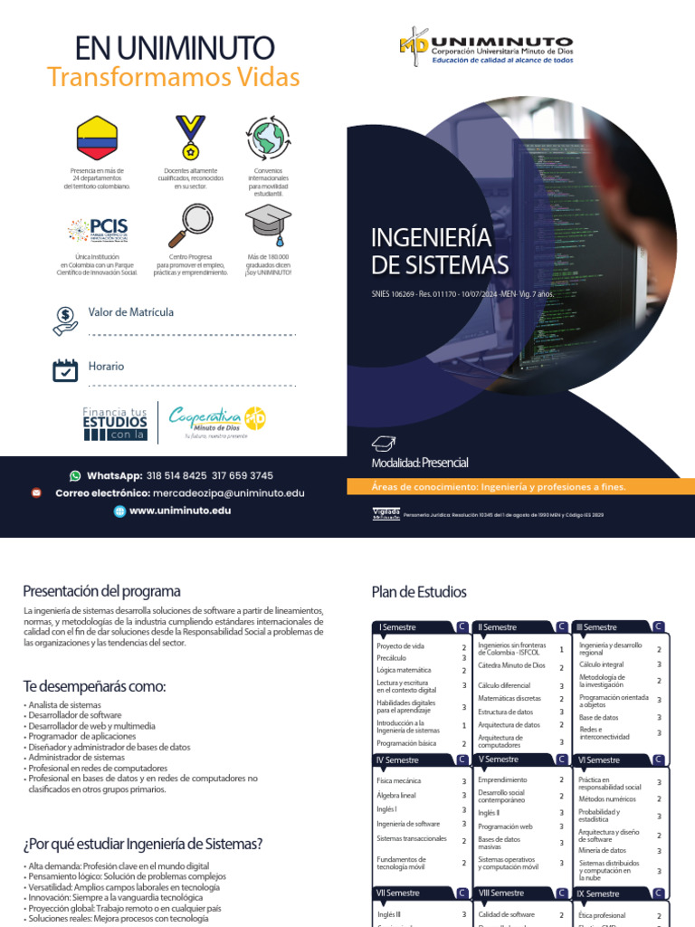 Brochure Ingeniería Sistemas Presencial | PDF | Informática ...