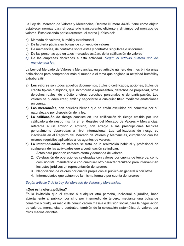 Ley de Mercado de Valores y Mercancías | PDF | Bolsa | Bolsa de Valores