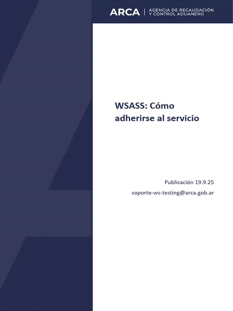 Adherirse al servicio WSASS en ARCA | PDF