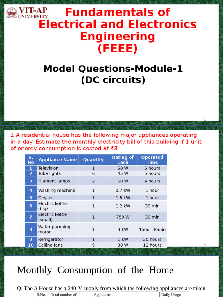 Electrical Engineering Model Questions | PDF | Watt | Electricity