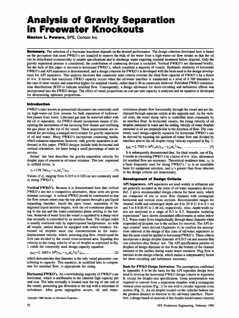 Analysis of Gravity Separation in Freewa | PDF