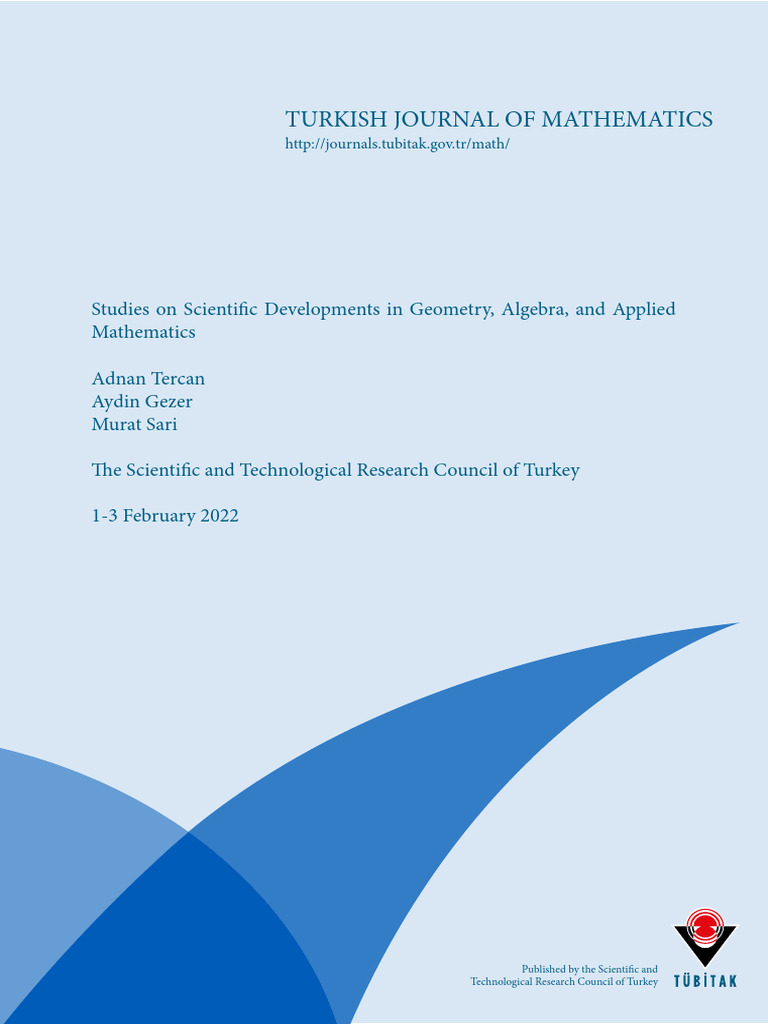 Turkish Journal of Mathematics 2022 | PDF | Science & Mathematics