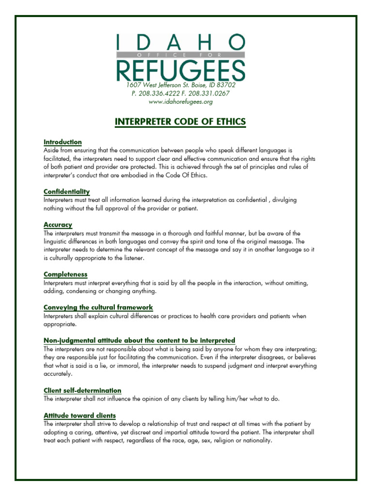 Interpreter Code of Ethics Overview | PDF | Language Interpretation ...