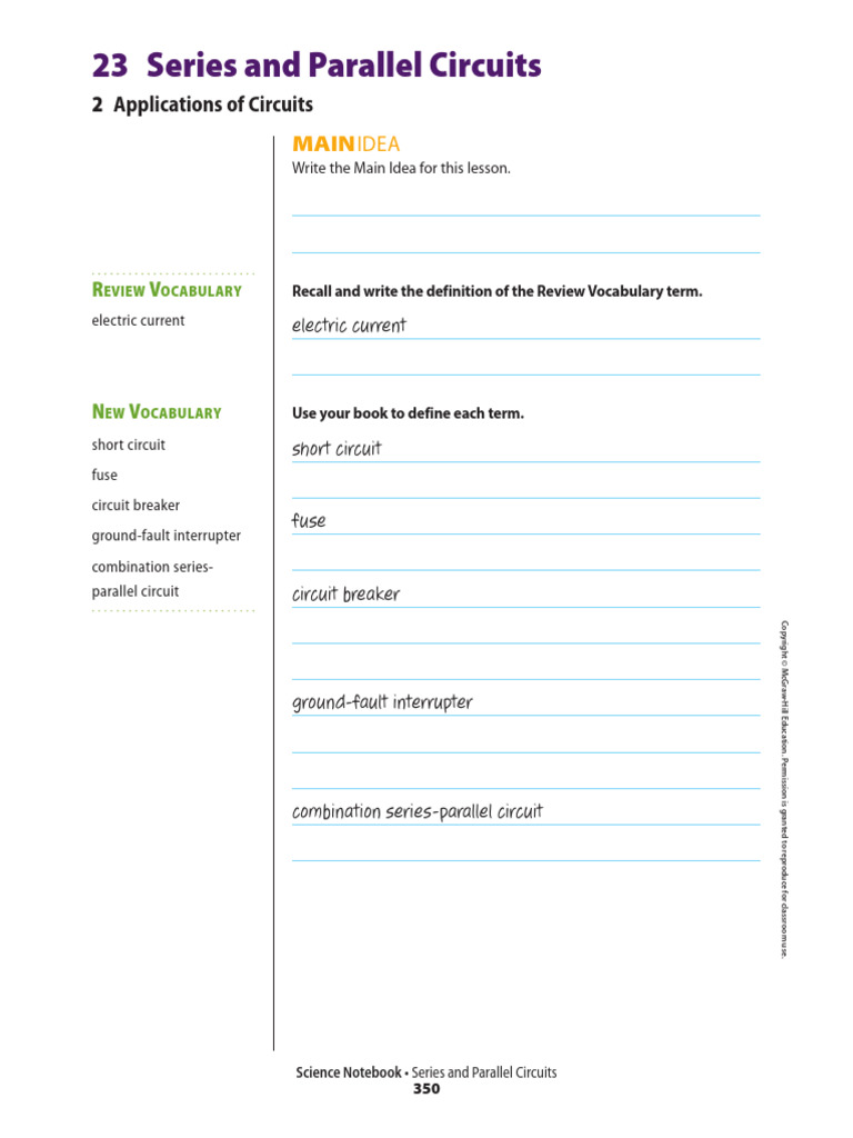 Physics - CH 23 L 2 - Applications of Circuits - Notebook | PDF ...
