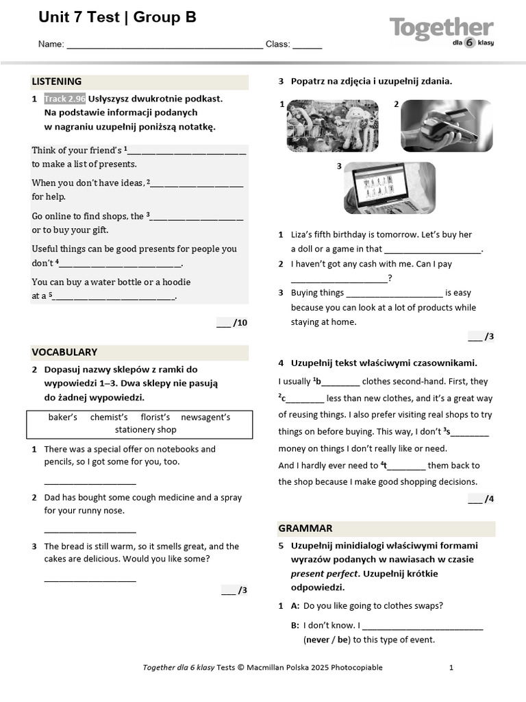 Unit 7 Test for 6th Grade Students | PDF | Foods | Cuisine
