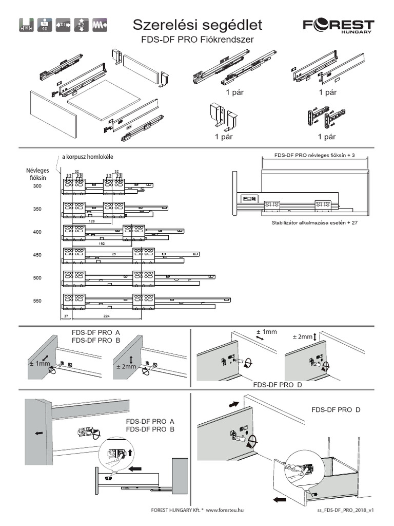 Szerelesi FDS-DF PRO Fiokrendszer 2018 v1 | PDF