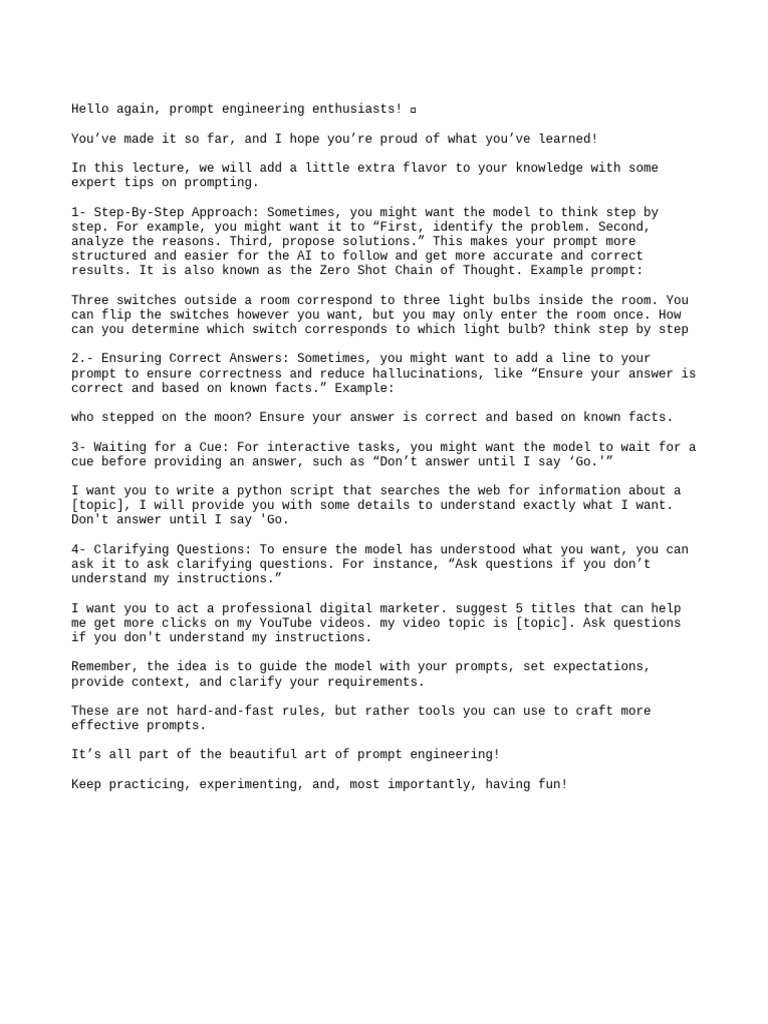 Expert Tips for Effective Prompting | PDF