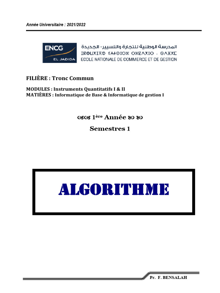 Introduction à l'algorithme et structures | PDF | Programmation ...