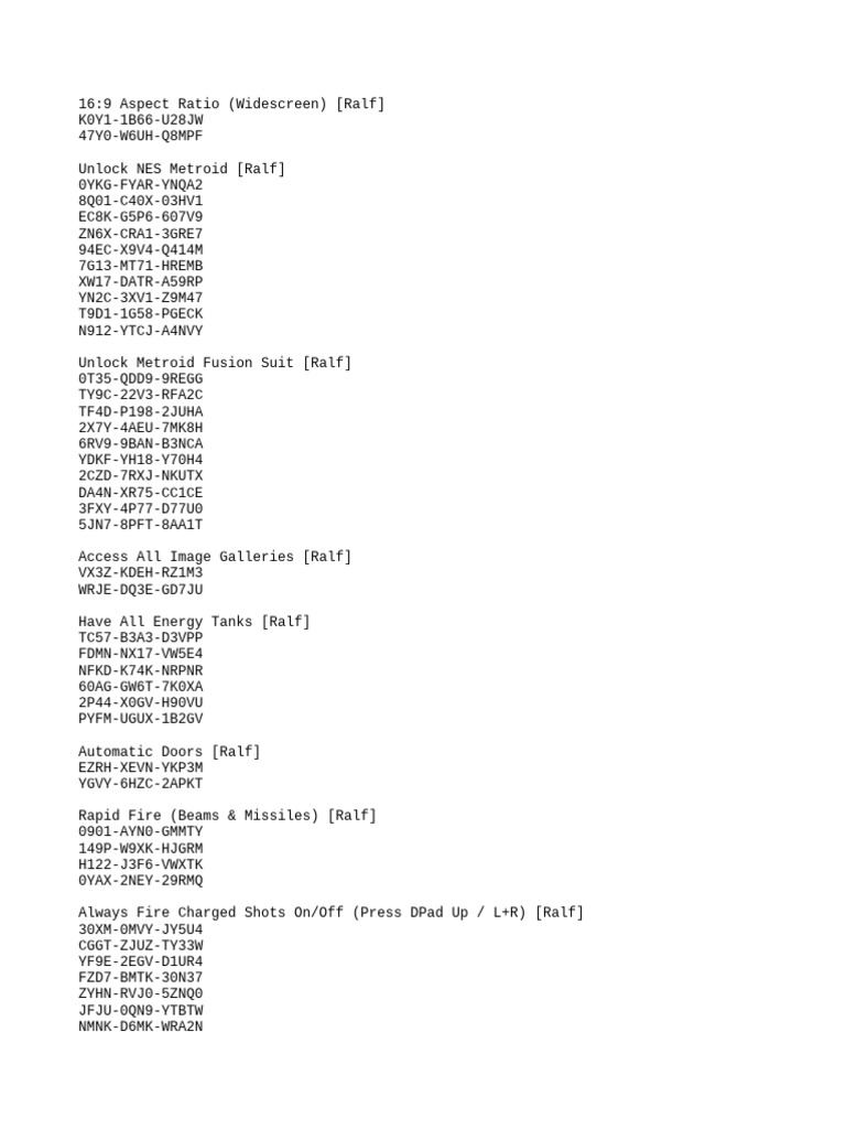 NES Metroid Cheat Codes Guide | PDF