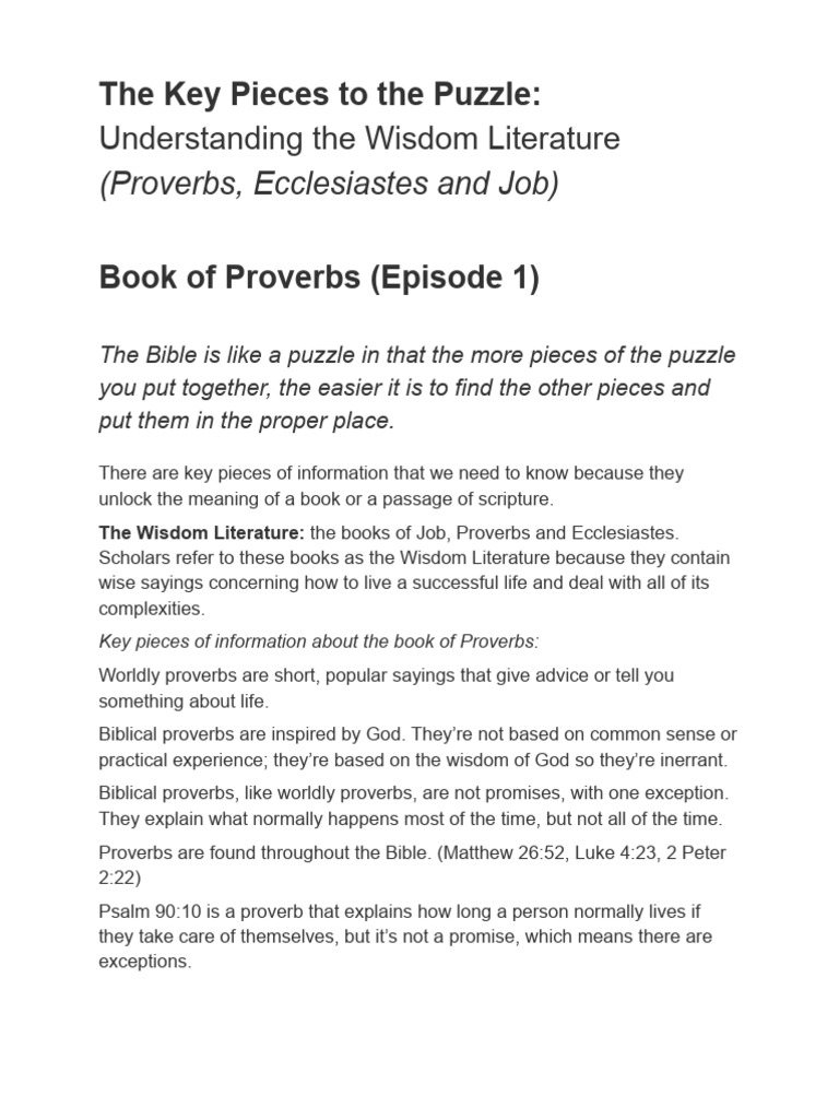 Unlocking Wisdom Literature Insights | PDF | Book Of Job | Ecclesiastes