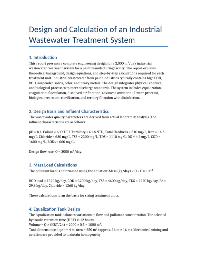 Industrial Wastewater Treatment Design | PDF | Water | Water And The ...